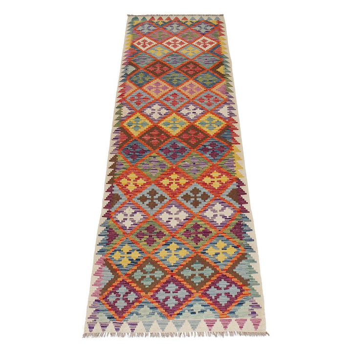 Hand Knotted Afghan Style Kilim Runner 2' 9" x 9' 8" - No. AL43662