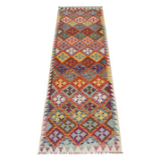 Hand Knotted Afghan Style Kilim Runner 2' 9" x 9' 8" - No. AL43662