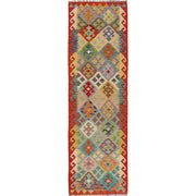 Handmade Turkish Design Wool Kilim Runner 2' 9" x 9' 8" - No. AL99487