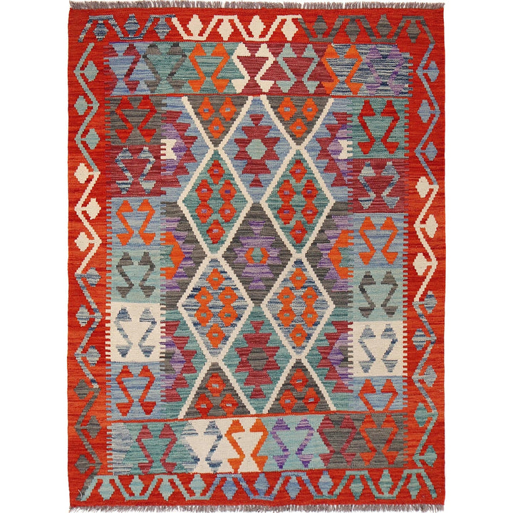 Hand Made Afghan Kilim 4' 3" x 5' 9" - No. AL82054