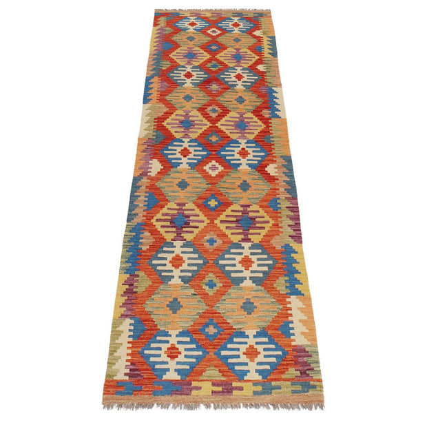 Handmade Afghan Vegetable Kilim Runner 2' 7" x 9' 5" - No. AL60056