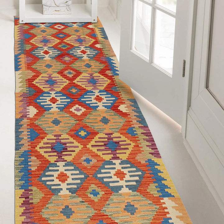 Handmade Afghan Vegetable Kilim Runner 2' 7" x 9' 5" - No. AL60056