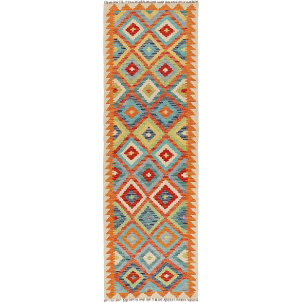 Hand Woven Wool Kelim Runner 2' 9" x 9' 8" - No. AL98081