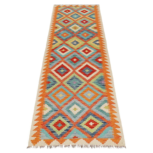 Hand Woven Wool Kelim Runner 2' 9" x 9' 8" - No. AL98081