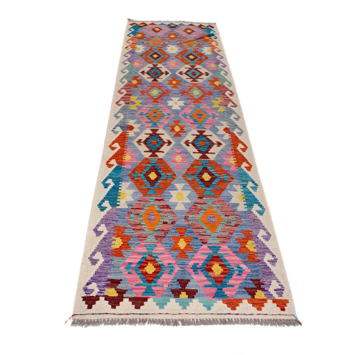 Hand Woven Wool Kelim Runner 2' 7" x 10' 1" - No. AL39000