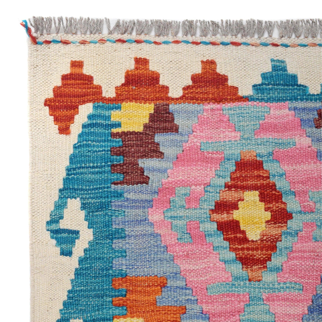 Hand Woven Wool Kelim Runner 2' 7" x 10' 1" - No. AL39000