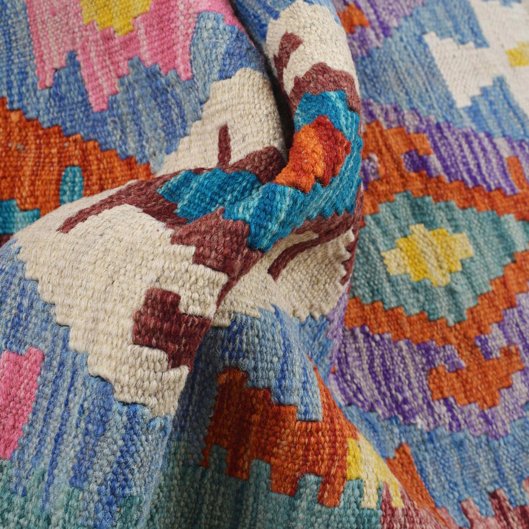 Hand Woven Wool Kelim Runner 2' 7" x 10' 1" - No. AL39000