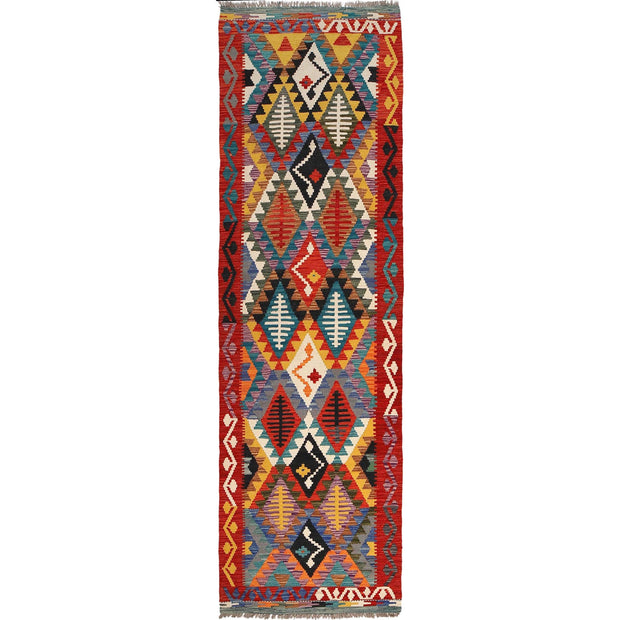 Handmade Turkish Design Wool Kilim Runner 2' 7" x 9' 9" - No. AL28066