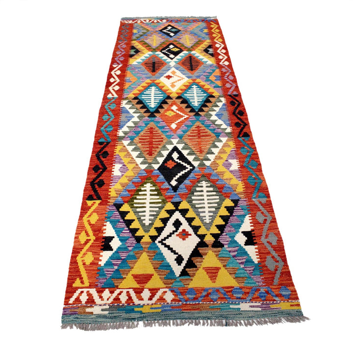 Handmade Turkish Design Wool Kilim Runner 2' 7" x 9' 9" - No. AL28066