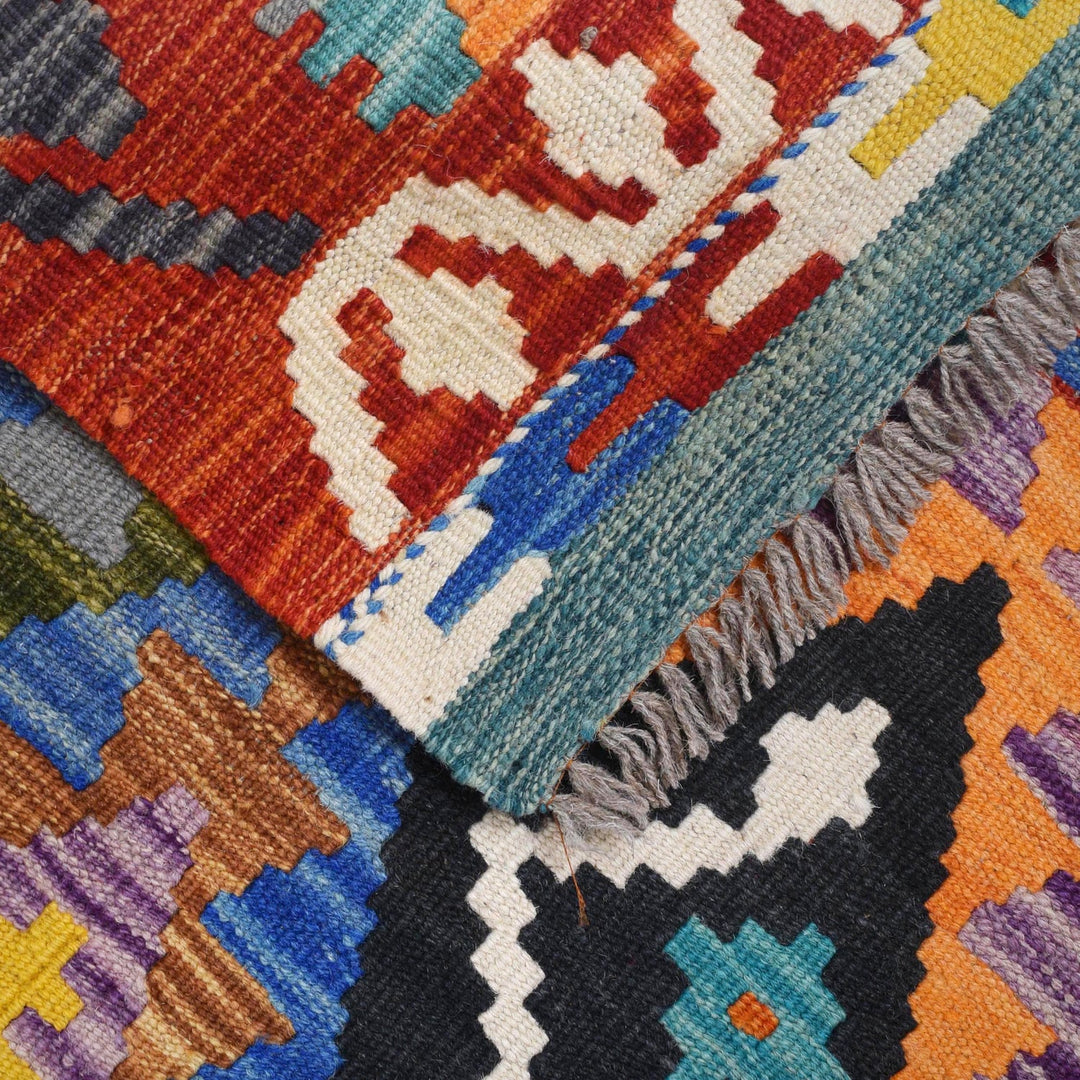 Handmade Turkish Design Wool Kilim Runner 2' 7" x 9' 9" - No. AL28066