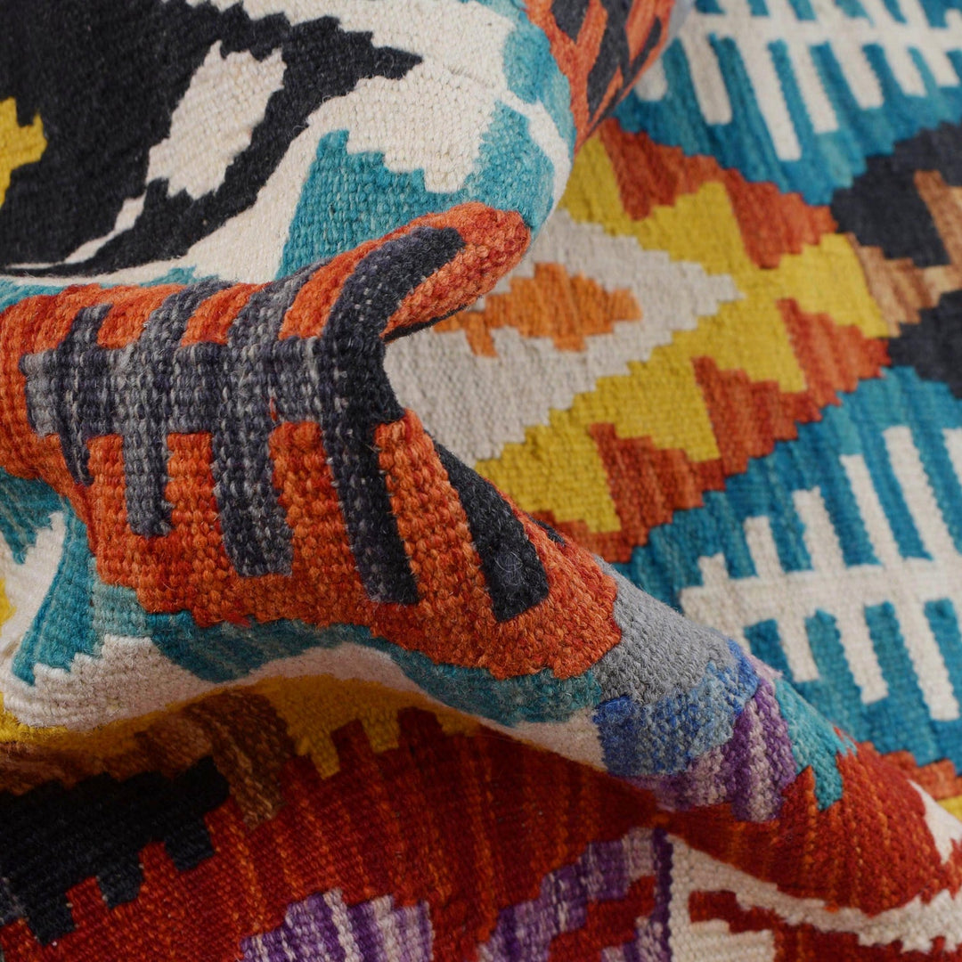 Handmade Turkish Design Wool Kilim Runner 2' 7" x 9' 9" - No. AL28066