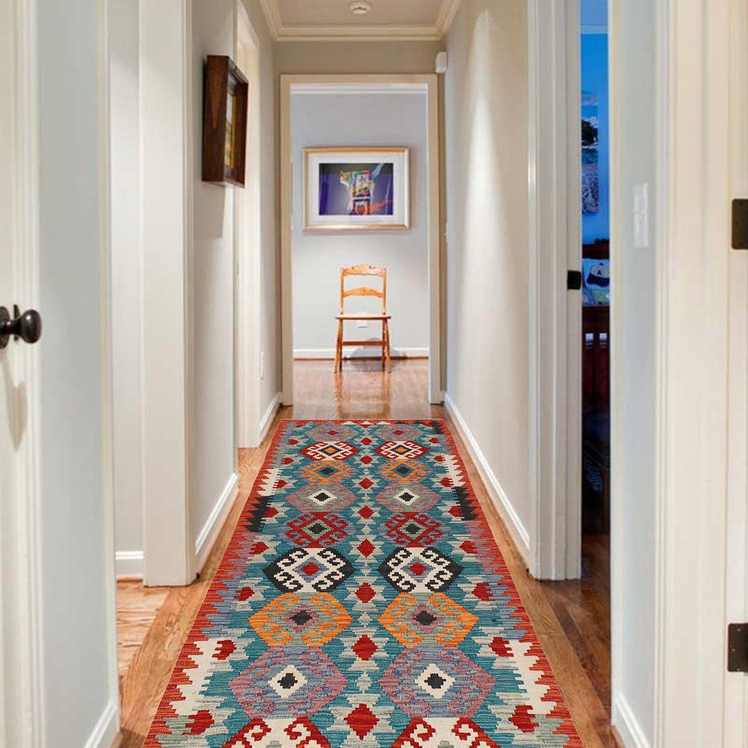 Hand Knotted Flatweave Kilim Runner 2' 9" x 8' 2" - No. AL84299