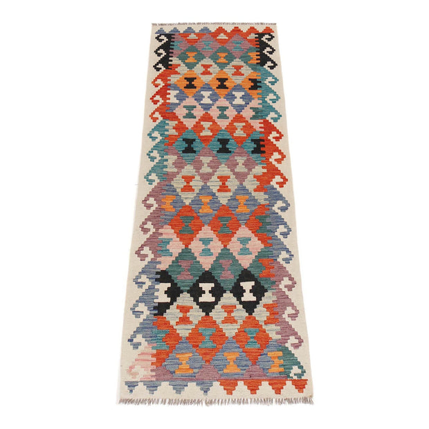 Colorful Flat-Weave Wool Kilim Runner 2' 6" x 8' 0" - No. AL18611