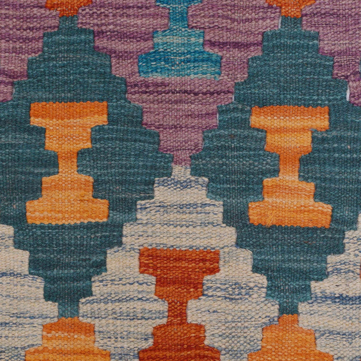 Colorful Flat-Weave Wool Kilim Runner 2' 6" x 8' 0" - No. AL18611