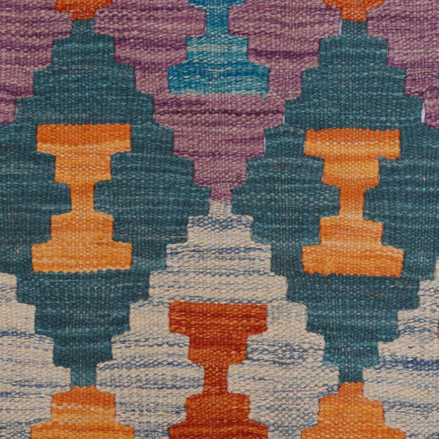 Colorful Flat-Weave Wool Kilim Runner 2' 6" x 8' 0" - No. AL18611