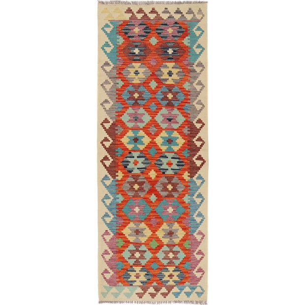 Handmade Turkish Design Wool Kilim Runner 2' 10" x 8' 1" - No. AL93924
