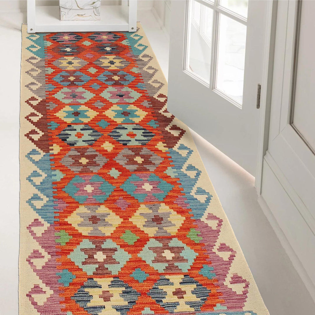 Handmade Turkish Design Wool Kilim Runner 2' 10" x 8' 1" - No. AL93924