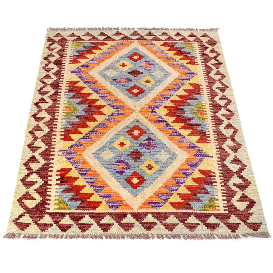 Afghan Vegetable Kilim Rug 2' 7" x 3' 8" Flat-Weave detail