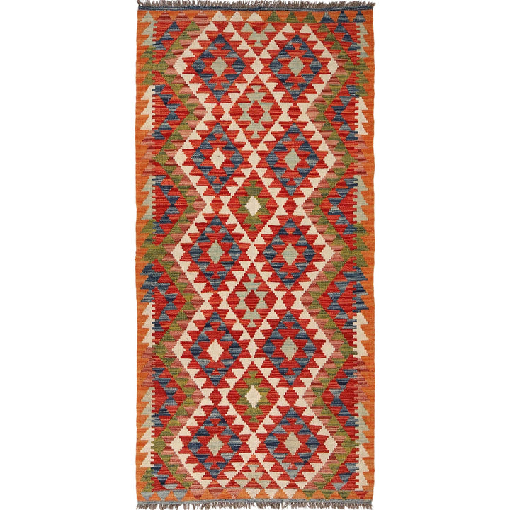 Handmade Turkish Design Wool Kilim Runner 2' 7" x 6' 6" - No. AL52348