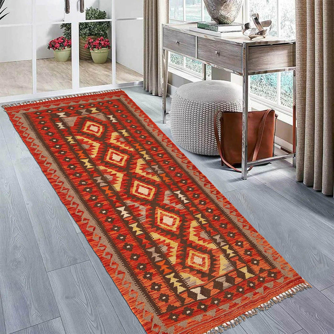 Hand Knotted Flatweave Kilim Runner 2' 11" x 6' 4" - No. AL12445