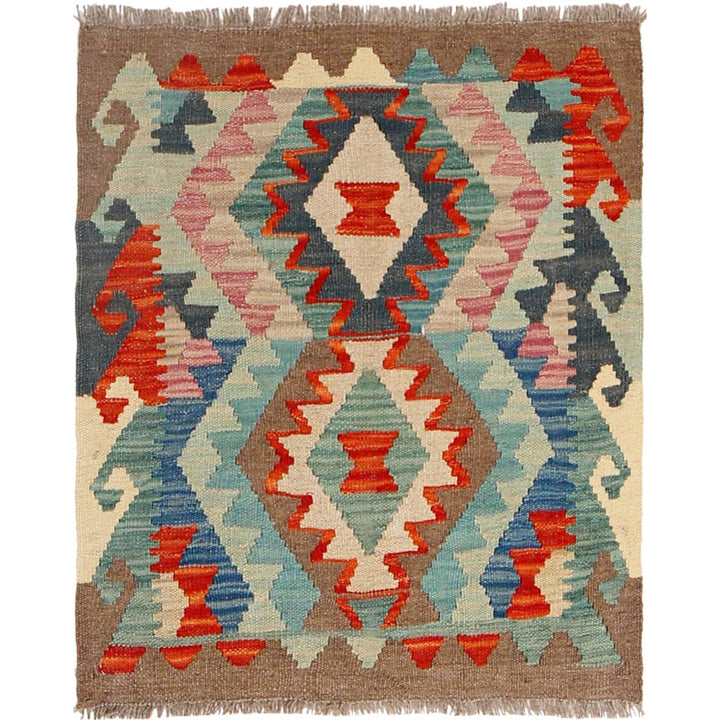 Handmade Turkish Design Wool Kilim 2' 1" x 2' 6" - No. AL15856