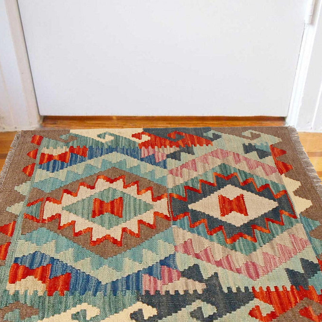 Handmade Turkish Design Wool Kilim 2' 1" x 2' 6" - No. AL15856
