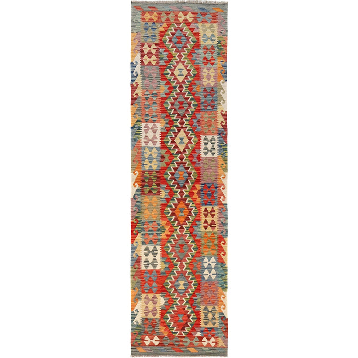 Handmade Turkish Design Wool Kilim Runner 2' 7" x 9' 7" - No. AL60866