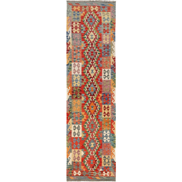 Handmade Turkish Design Wool Kilim Runner 2' 7" x 9' 7" - No. AL60866