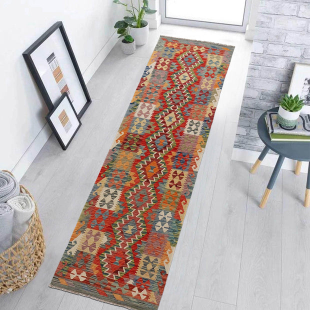 Handmade Turkish Design Wool Kilim Runner 2' 7" x 9' 7" - No. AL60866
