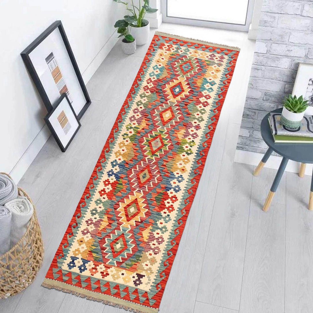 Hand Knotted Flatweave Kilim Runner 2' 8" x 7' 11" - No. AL69234