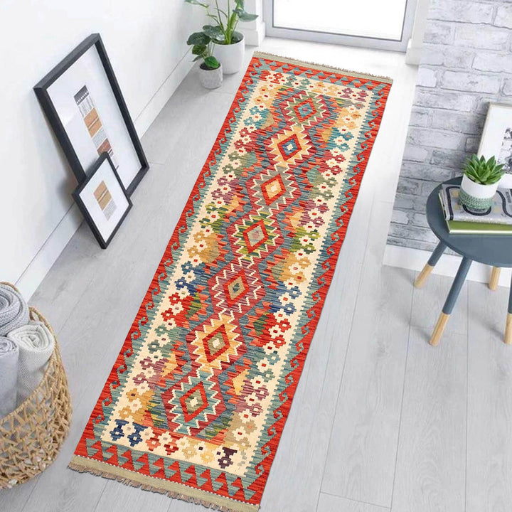 Hand Knotted Flatweave Kilim Runner 2' 8" x 7' 11" - No. AL69234