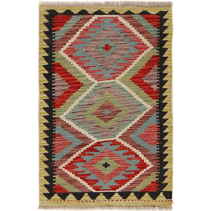 Hand Knotted Afghan Style Kilim 2' 1" x 3' 2" - No. AL29785