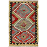 Hand Knotted Afghan Style Kilim 2' 1" x 3' 2" - No. AL29785