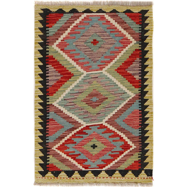 Hand Knotted Afghan Style Kilim 2' 1" x 3' 2" - No. AL29785