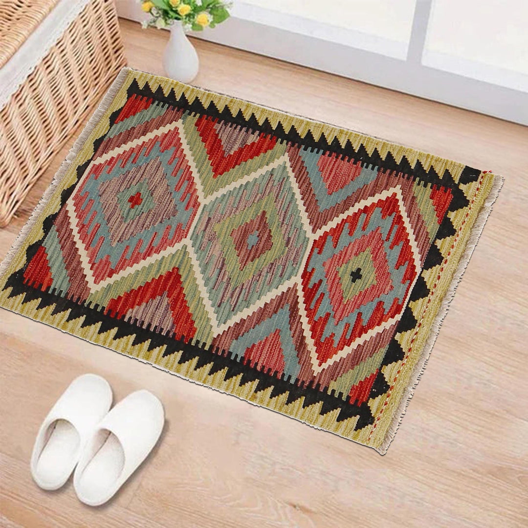 Hand Knotted Afghan Style Kilim 2' 1" x 3' 2" - No. AL29785