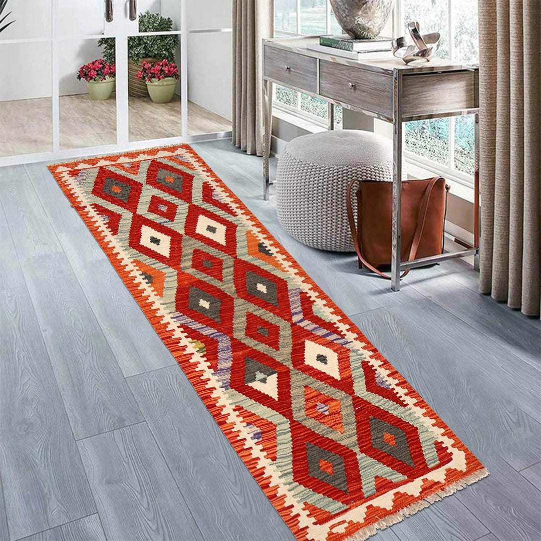 Hand Woven Wool Kelim Runner 2' 1" x 6' 3" - No. AL70660