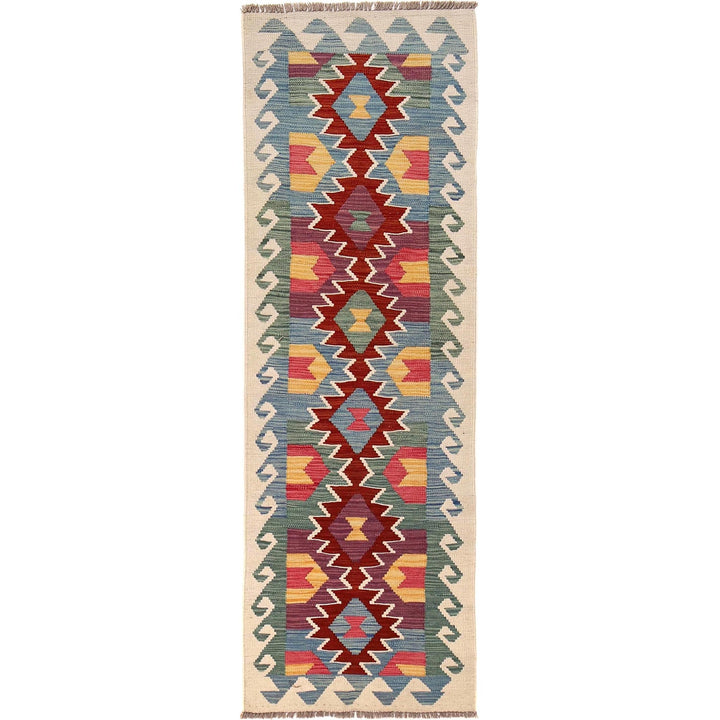 Colorful Flat-Weave Wool Kilim Runner 2' 0" x 6' 10" - No. AL97698