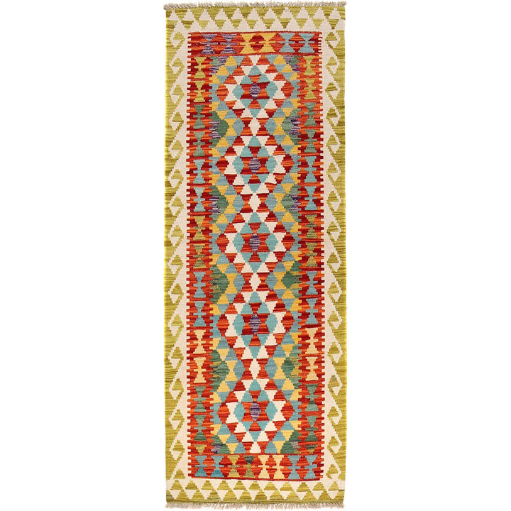 Colorful Flat-Weave Wool Kilim Runner 2' 3" x 6' 6" - No. AL90972