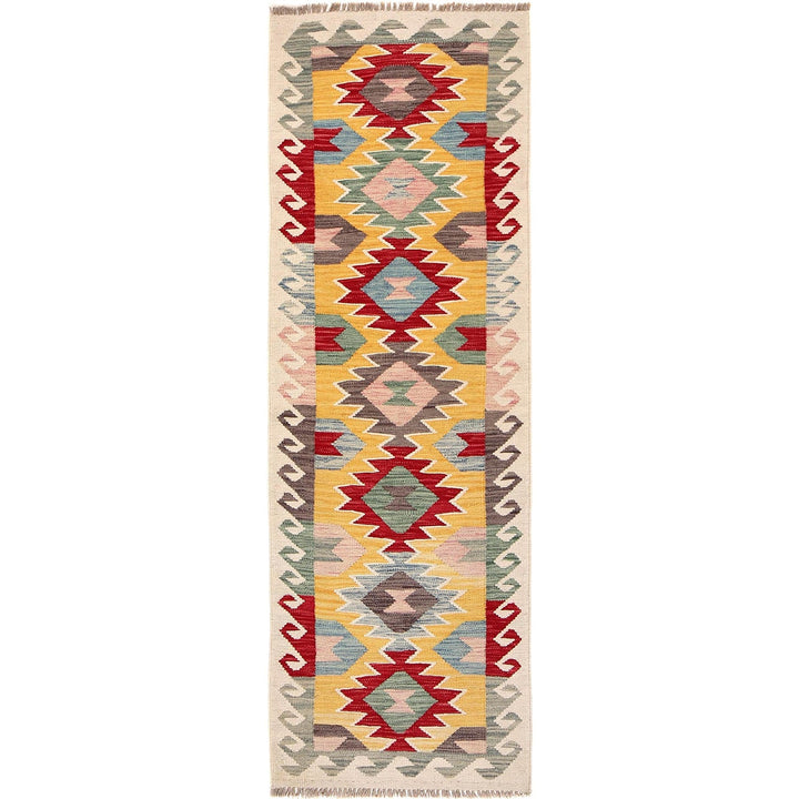 Colorful Flat-Weave Wool Kilim Runner 2' 2" x 6' 7" - No. AL98473