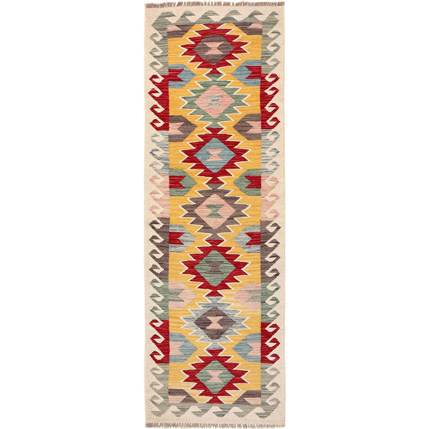 Colorful Flat-Weave Wool Kilim Runner 2' 2" x 6' 7" - No. AL98473