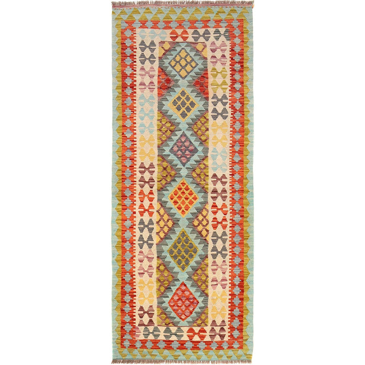 Colorful Flat-Weave Wool Kilim Runner 2' 8" x 6' 10" - No. AL89131