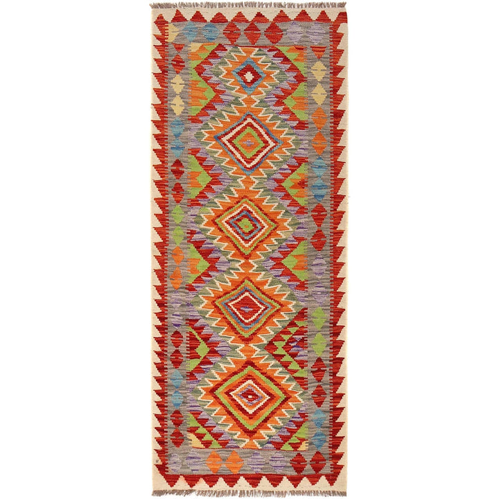 Hand Knotted Afghan Style Kilim Runner 2' 5" x 6' 2" - No. AL49430