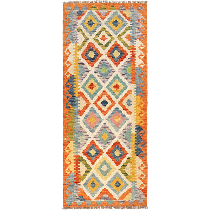 Hand Woven Wool Kelim Runner 2' 8" x 6' 9" - No. AL37699