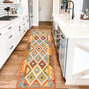 Hand Woven Wool Kelim Runner 2' 8" x 6' 9" - No. AL37699