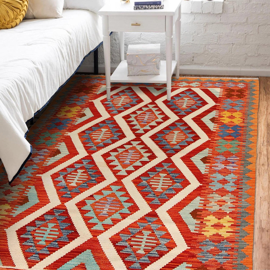 Hand Knotted Flatweave Kilim 4' 10" x 6' 9" - No. AL81911