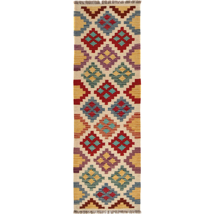 Colorful Flat-Weave Wool Kilim Runner 1' 9" x 5' 7" - No. AL38608