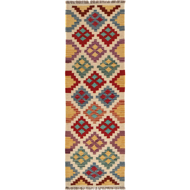 Colorful Flat-Weave Wool Kilim Runner 1' 9" x 5' 7" - No. AL38608
