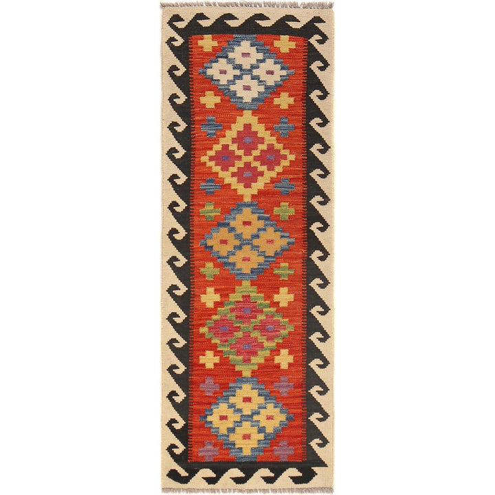 Colorful Flat-Weave Wool Kilim Runner 1' 8" x 4' 11" - No. AL81920