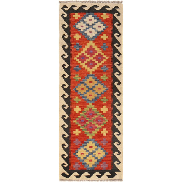 Colorful Flat-Weave Wool Kilim Runner 1' 8" x 4' 11" - No. AL81920