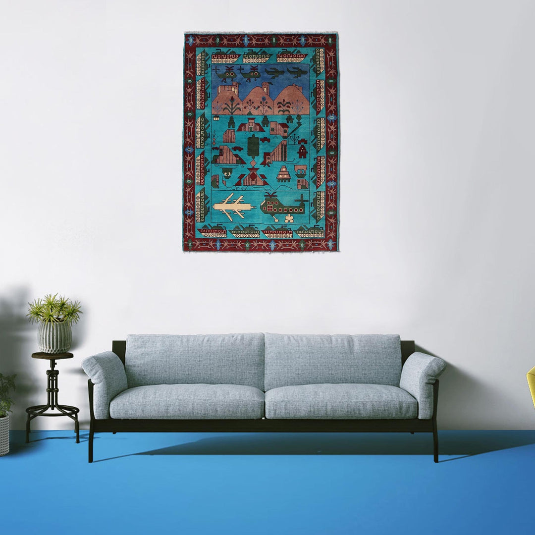 Handcrafted Afghan War Rug 4' 0" x 6' 0" - No. AL24000